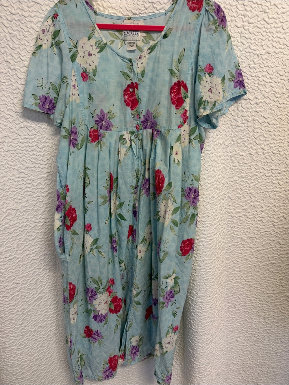 Sawyer Creek Studio Floral Snap-Front House Dress 100% Cotton
